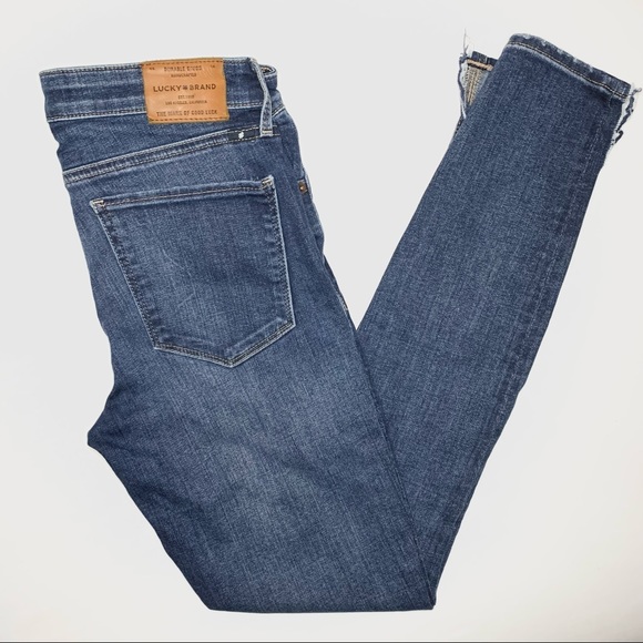 Vintage Lucky Brand Mid Rise Ava Destructed Cropped Skinny - Ankle - Picture 2 of 9